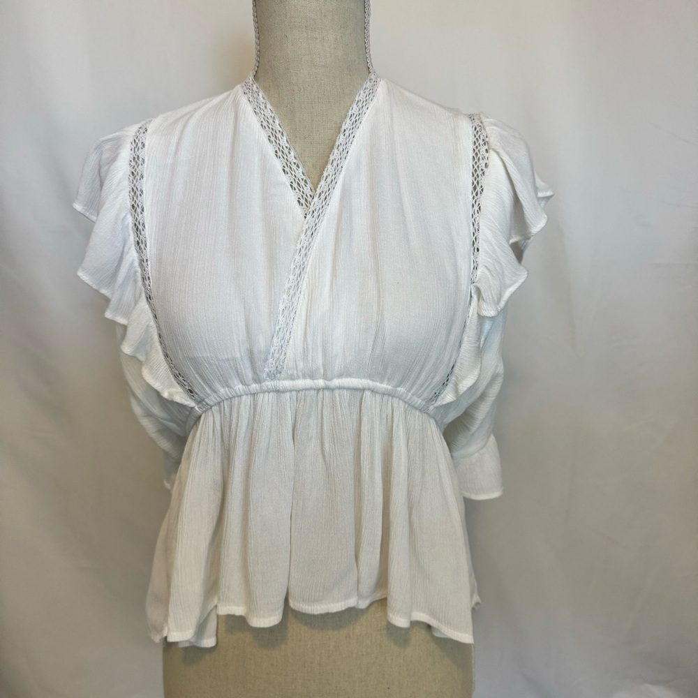 Abercrombie White Baby Doll Cropped Top Sz L